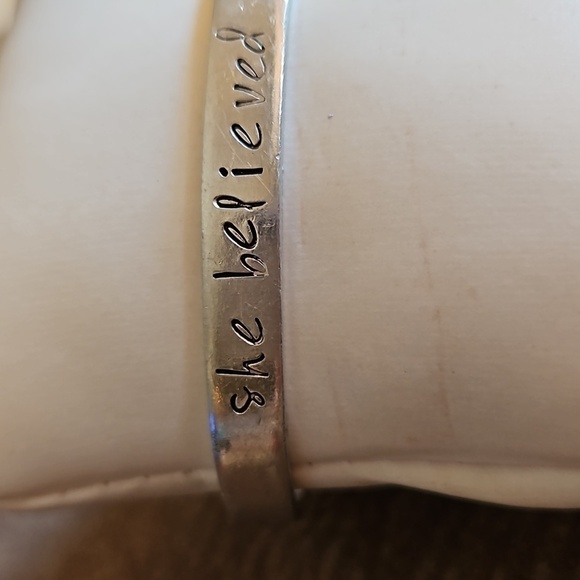 5/$25 Metal "She Believed She Could So She Did" Quote Cuff Bracelet - Picture 3 of 7